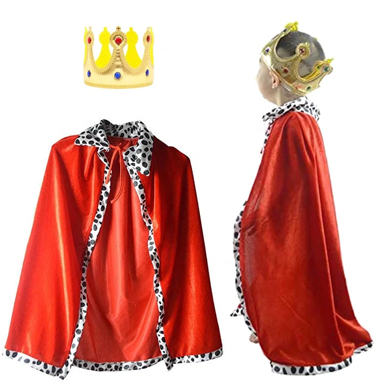 2Pcs King Robe Halloween Costume Medieval Cape Red Factory Wholesale Support