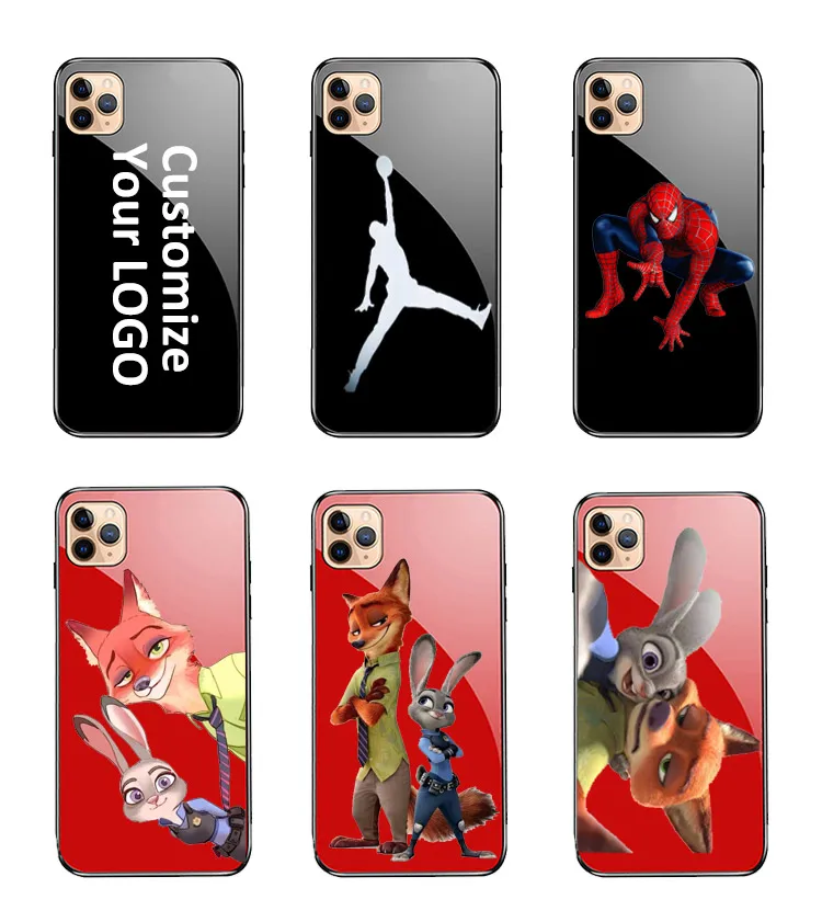 Роскошный ударопрочный Твердый чехол из закаленного стекла с логотипом для iphone 11 pro 58 61 65 цветов черный стеклянный чехол для девочек