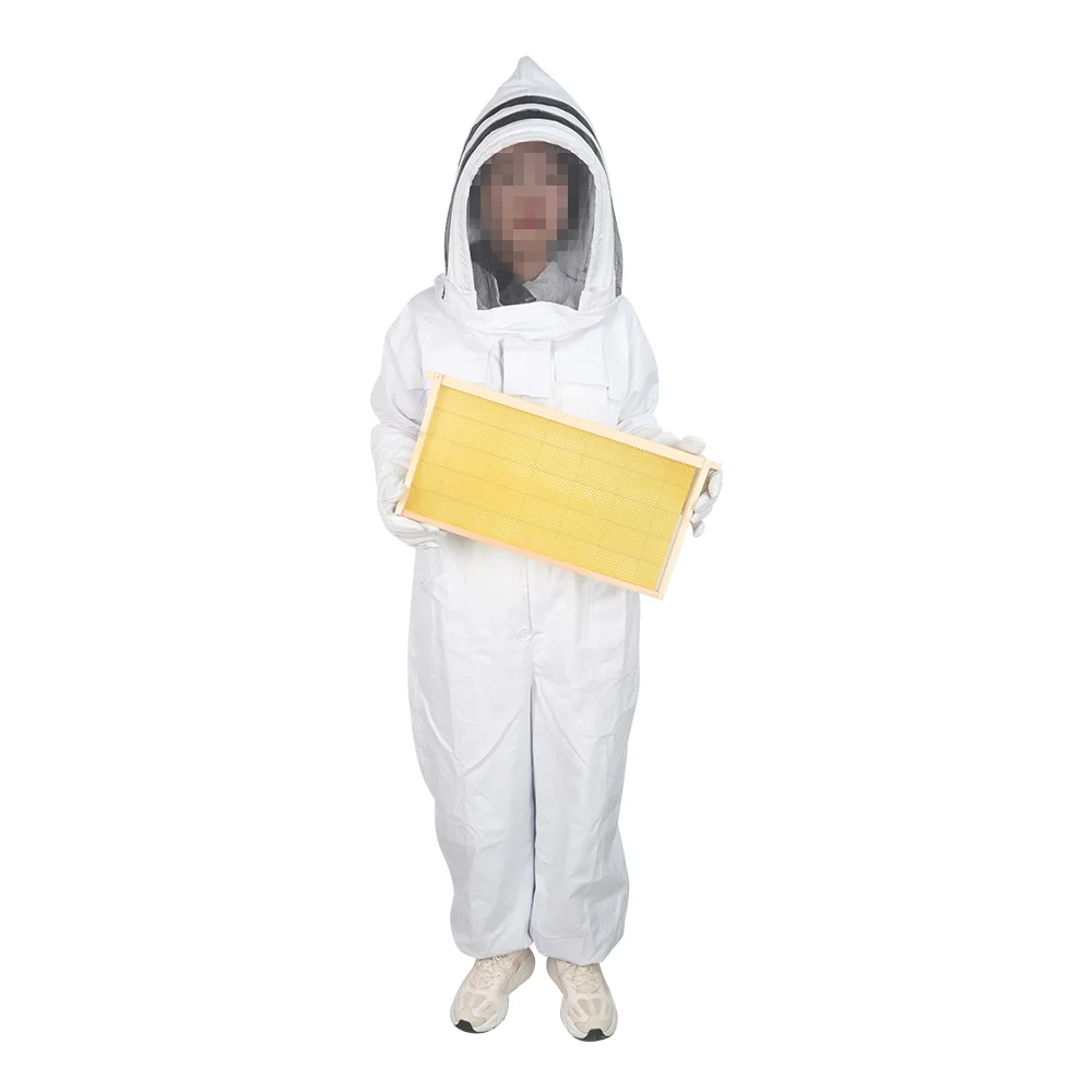 Ventilated Beekeeping Suit with Round Veil and zipper L Size Cotton Bee Suit