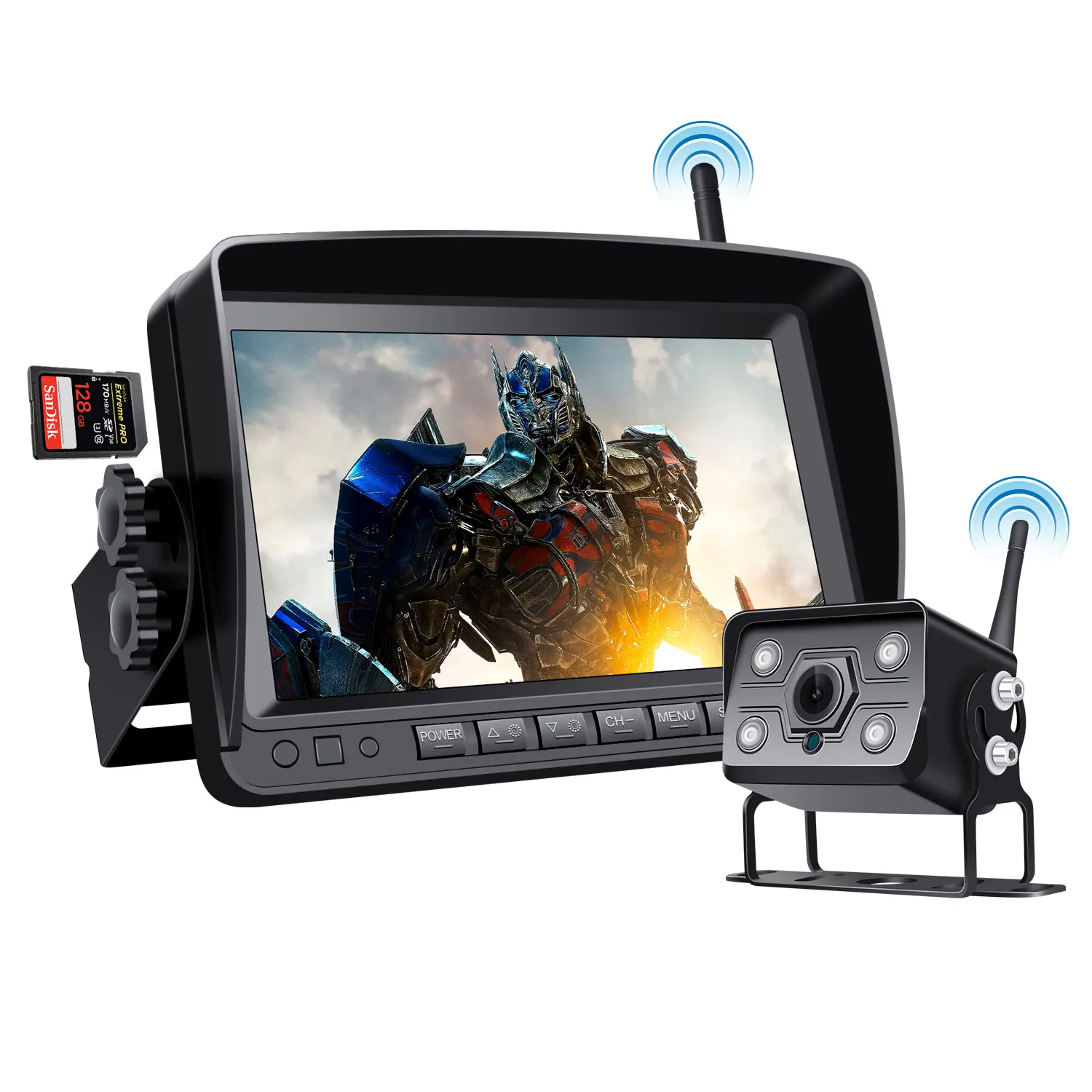 ahd wireless ip68 truck 24v 1000tvl led car rear view reverse reversing backup camera 4 led system with screen oem kit