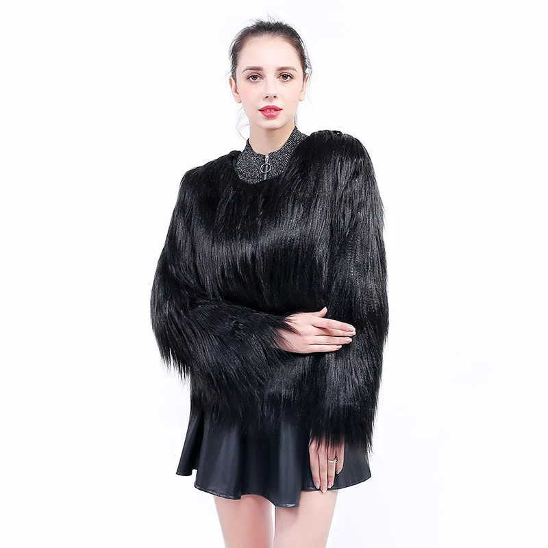 
high quality faux fur coats winter warm trench faux fur oversize coat 