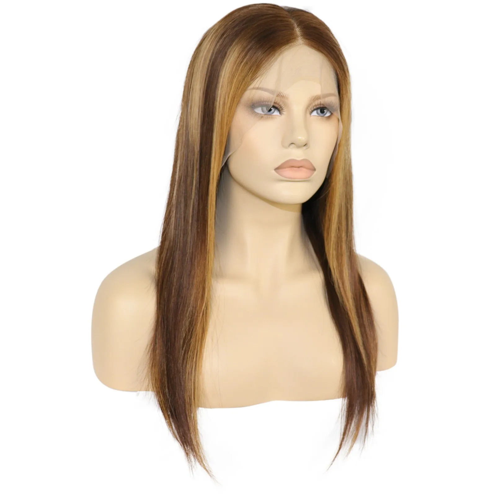 Honey Blonde Colored 13x4 Part HD Lace Frontal Brazilian Straight Wigs with Baby Hair Pre Plucked 150% Density 24 Inch