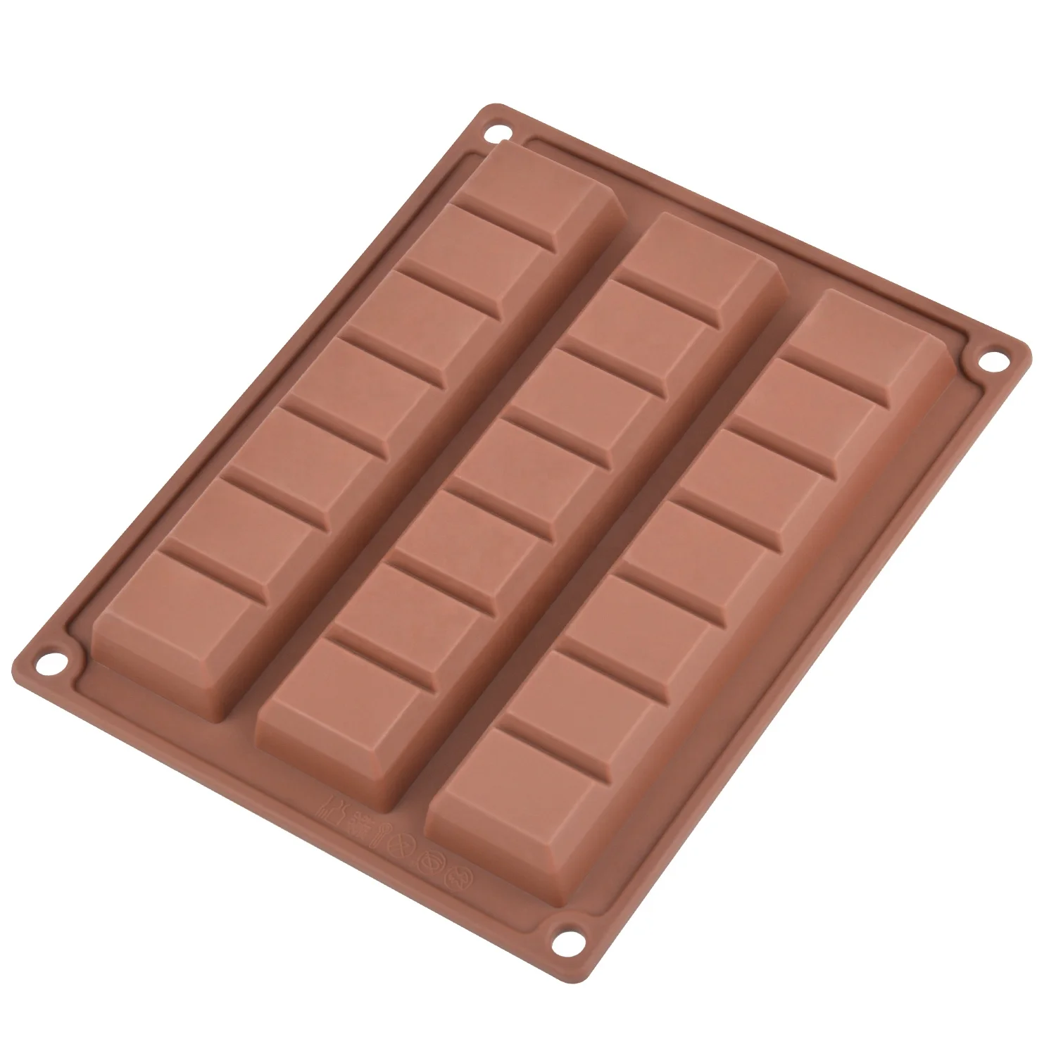 New design  3  *  7 long chocolate bar molds flexible wax melt mold for Handmade lovers making tray