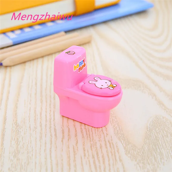 Wholesale kawaii stationery gift funny Toilet shape pre-pencil sharpener with eraser manual