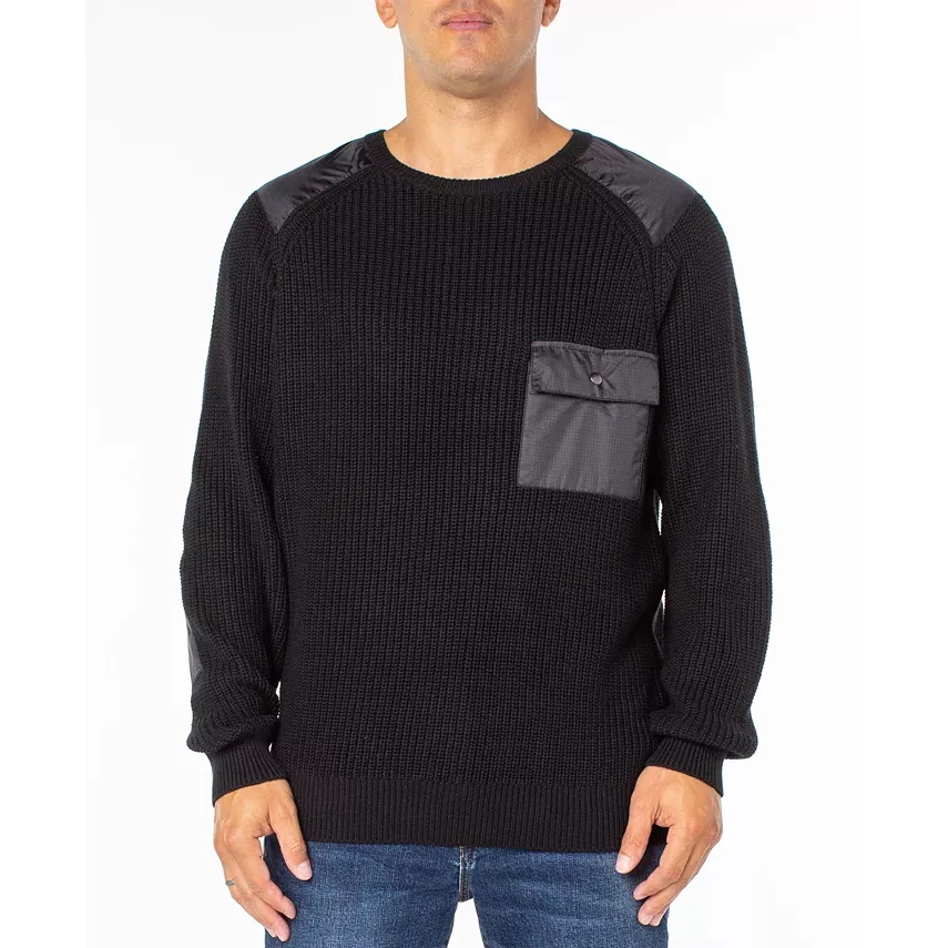OEM Custom LOGO men jacquard sweater long sleeve knitwear winter cotton knit round neck men knitwear custom sweaters with pocket
