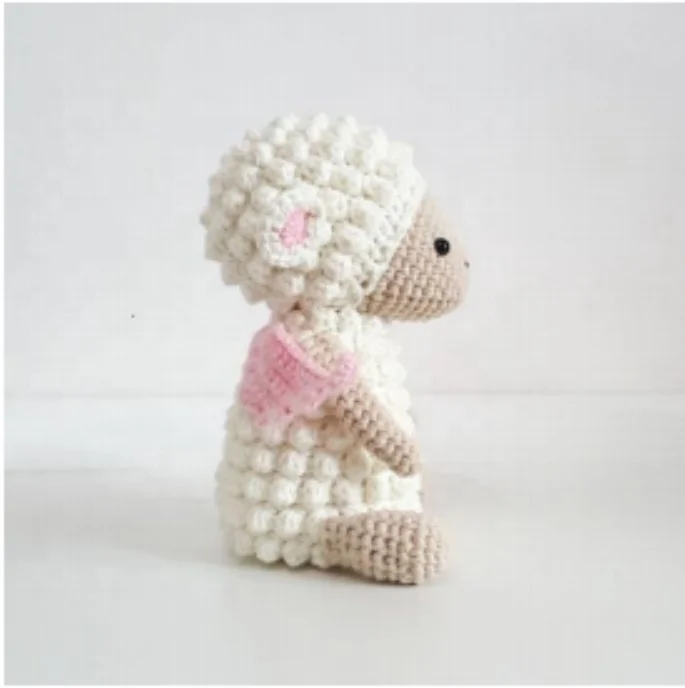 Safe Wooden Baby Rattle Teether Toys Fashion Handmade Soft Animal Shape Sheep Baby Crochet Toys