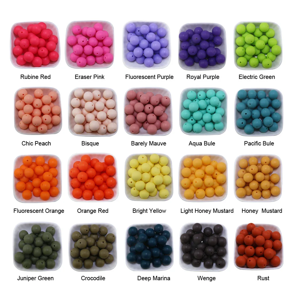 New Colors Silicone Round Loose Baby Chew Beads Focal Making Jewelry Manufacturers Bulk 20MM Silicone Beads For Pens