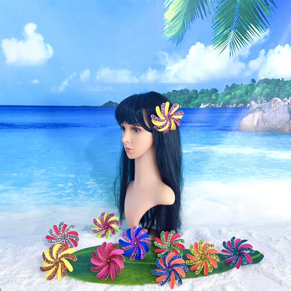 Wholesale Tiare Flower Hairpin Hawaiian Polynesian Samoan Hair Stick for Women 10CM Ear Pick Party Hair Accessories KN-hf125