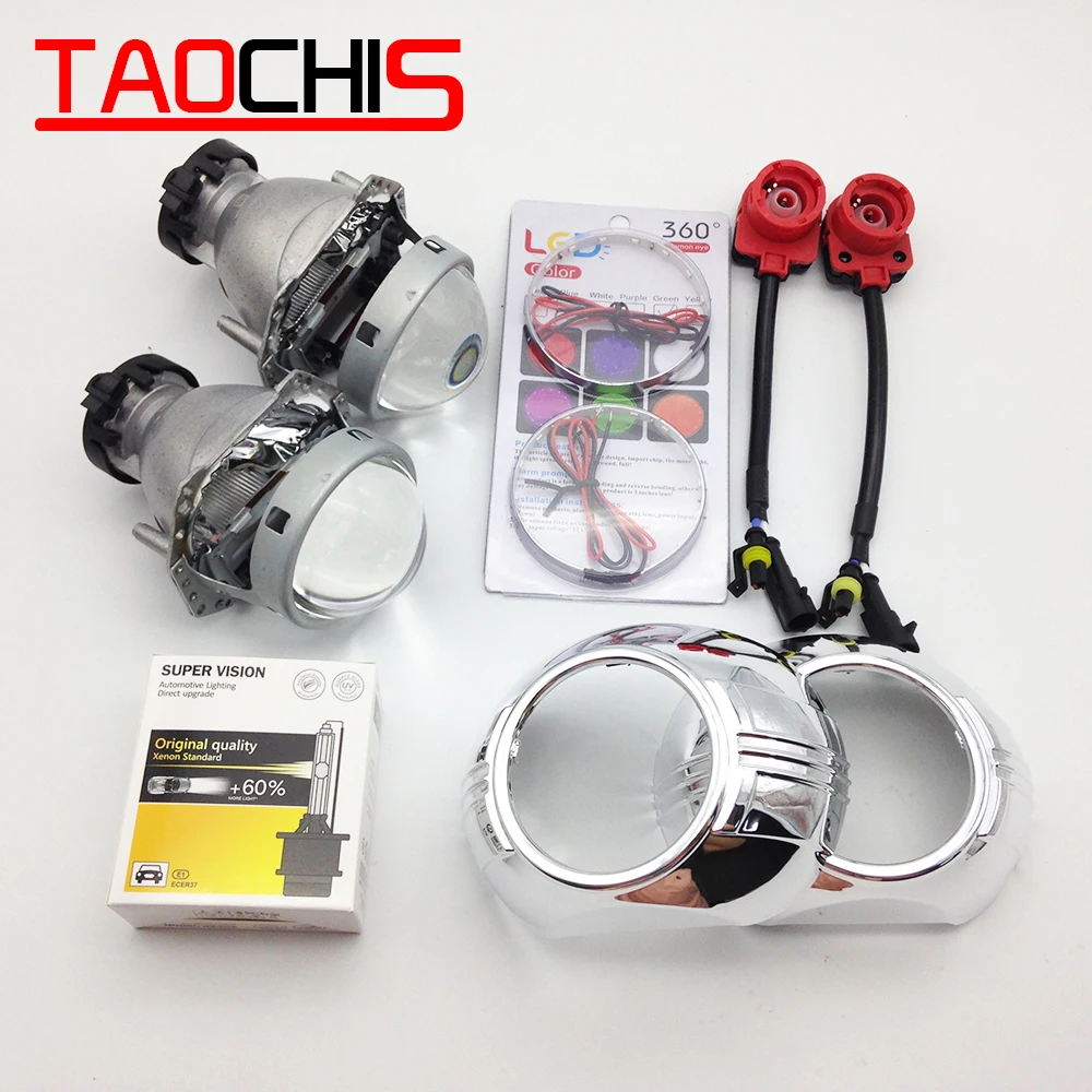 Комплект биксеноновых линз для проектора TAOCHIS, лампа HID для Hella 3R G5 D2S с кожухом, «дьявольские глазки», Модернизированная лампа с демоническими глазами