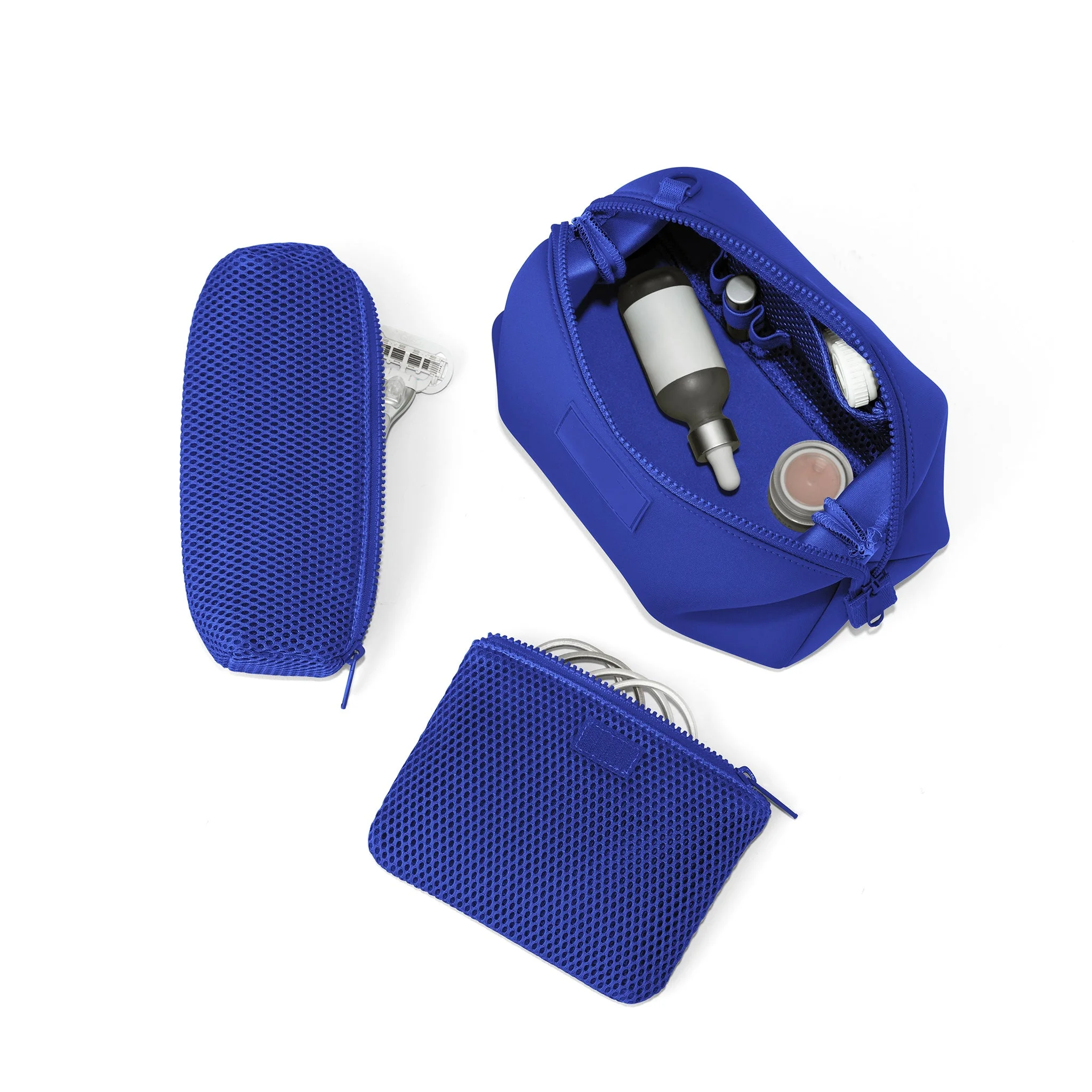 3 Set Large Capacity Custom Logo Waterproof Ladies Small Mini Mesh Toiletry Pouch Women Neoprene Cosmetic Makeup Bag