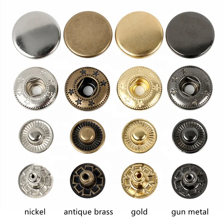 
OEKO-Tex 100 Customized Brass Sustainable snap Factory Direct Custom Nickel free Black Gold Brass Snap buttons for clothes 