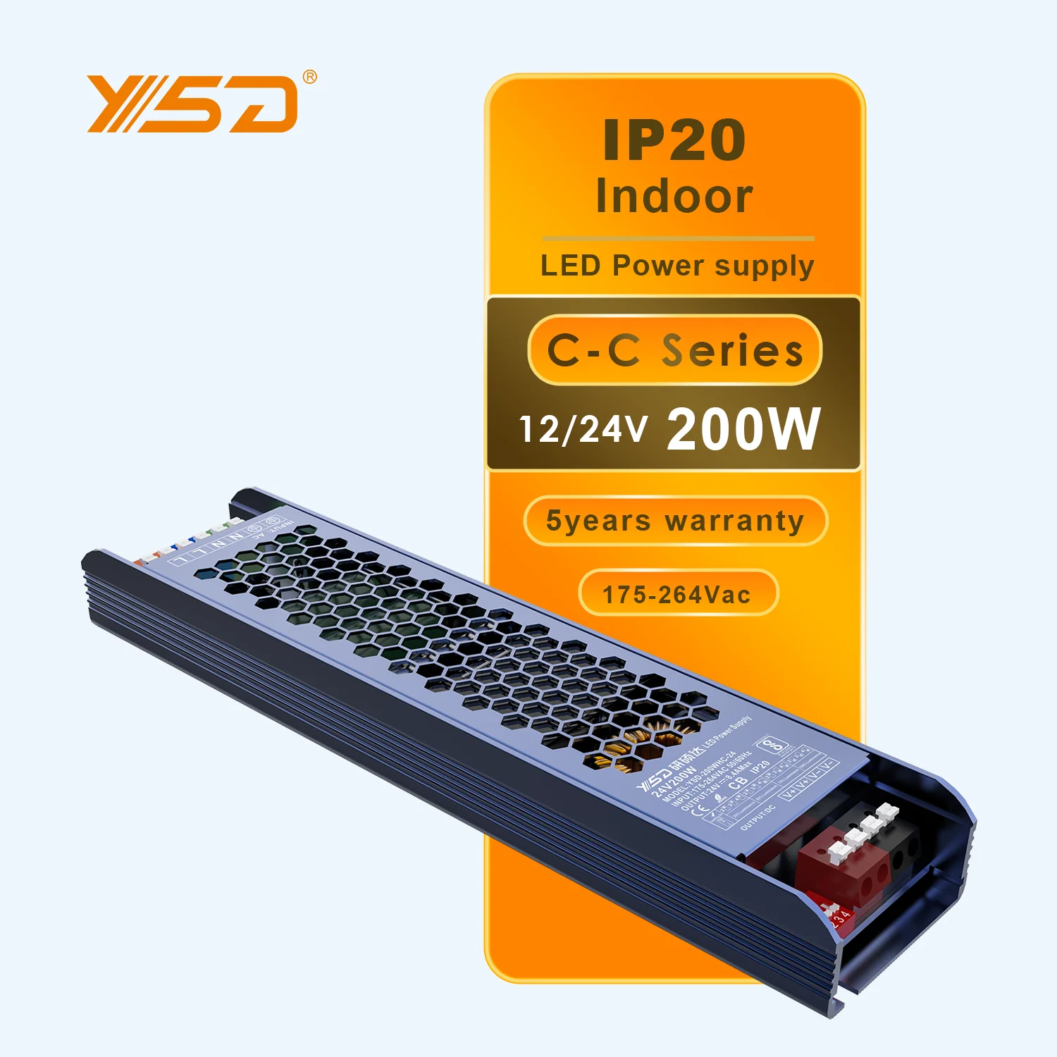 IP20 AC to DC 12V 24V 30W 60W 100W 200W 300W 400W 500W Led Driver Aluminum Shell Indoor Lighting Switching Power Supply
