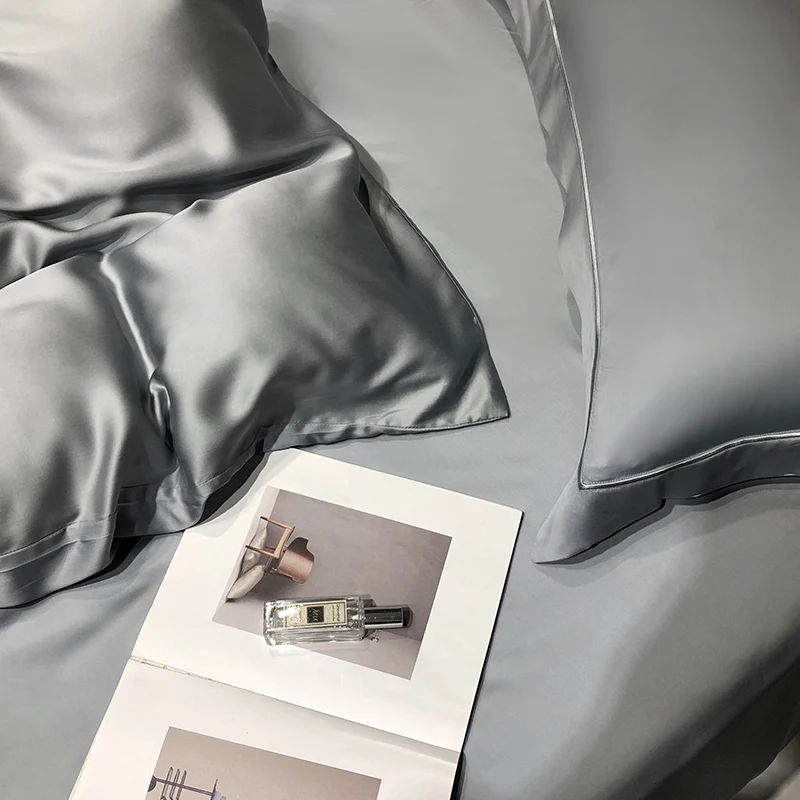 Wholesale light Grey solid plain color 60s lyocell fiber bed linen fabric