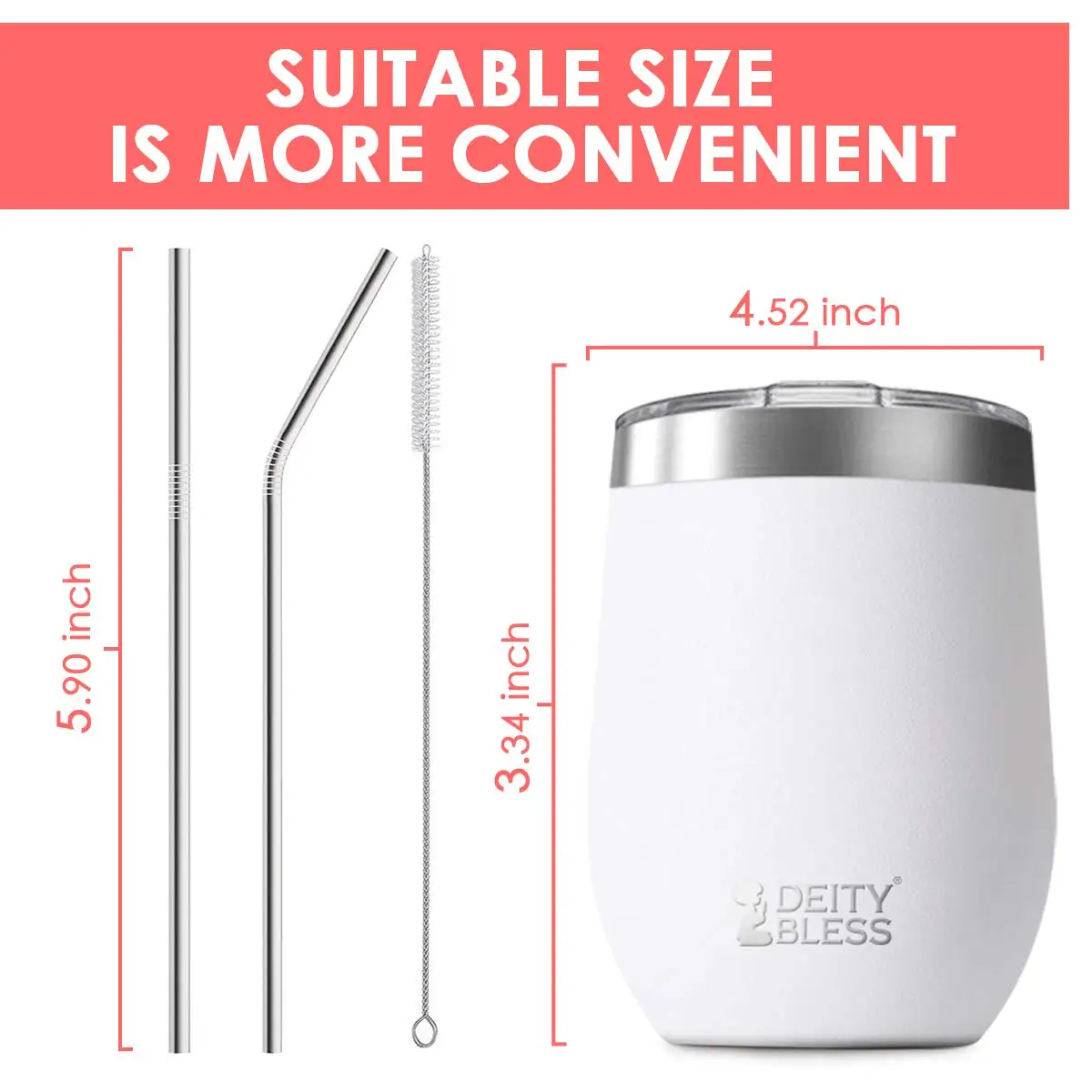 2 Set 12oz Amazon Hot Selling Insulated Cup Stainless Steel Gift Wine Tumbler Double Wall Glasses With lids