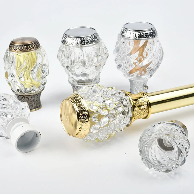 Manufacturer European High Quality Curtain Rods Set Aluminium Alloy Curtain Rods With Glass Finial