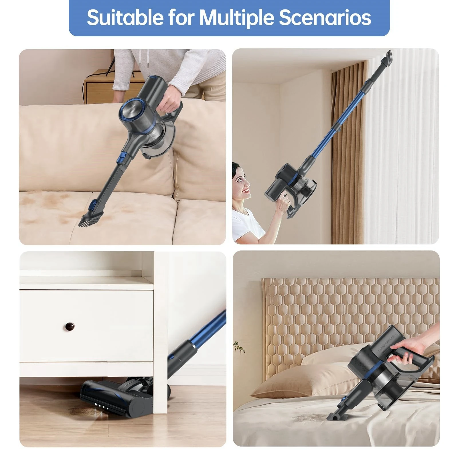 Lightweight Stick Vacuum Cleaner, cordless vacuum sweepers, Great for Pet Hair & Hard Floor, Blue, new model A28