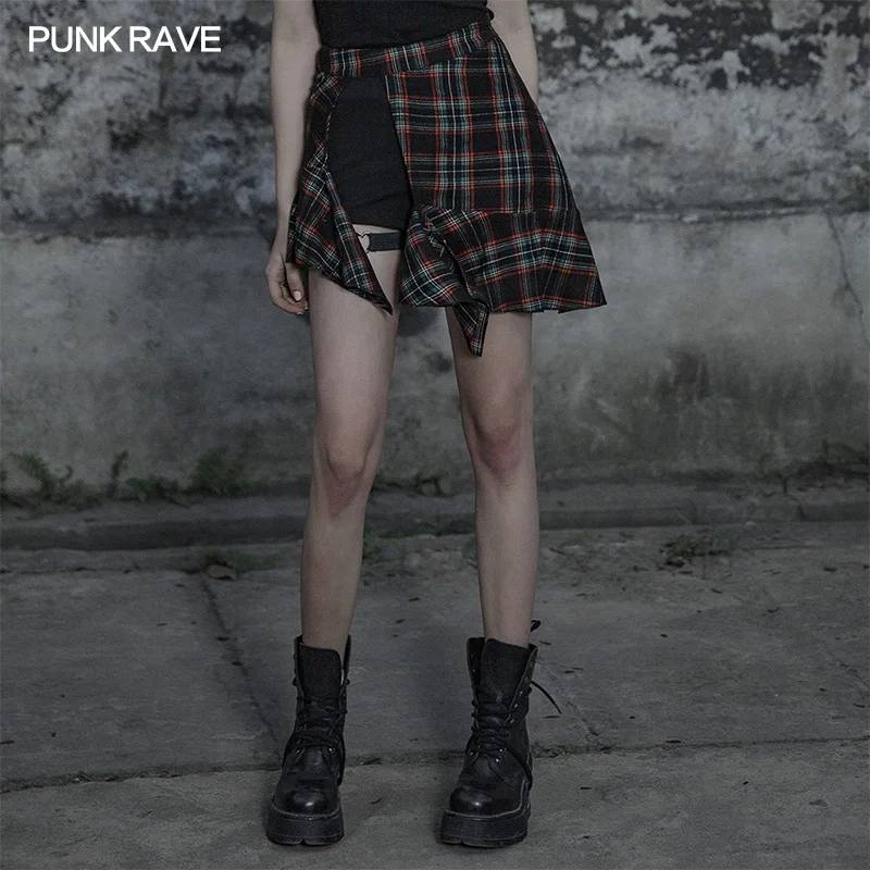 OPQ-514 Punk Rave black And White Fake Two-Piece Skirt A Sexy Pleated Miniskirt For Sweet Girls