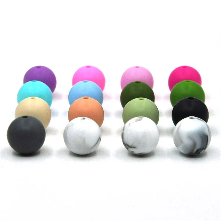 9mm 12mm 15mm 19mm 22mm Silicone Baby Beads Round Soft Safe Teething Silicone Beads For Jewelry Making