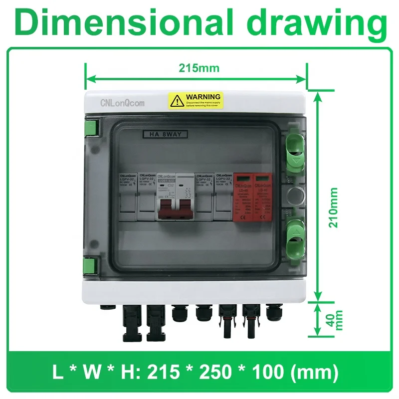 CNLonQcom 2-1 500V 32A 2 In 1 Out Solar Plastic IP65 Waterproof Box | Durable ABS Material 2 Strings Combiner Box