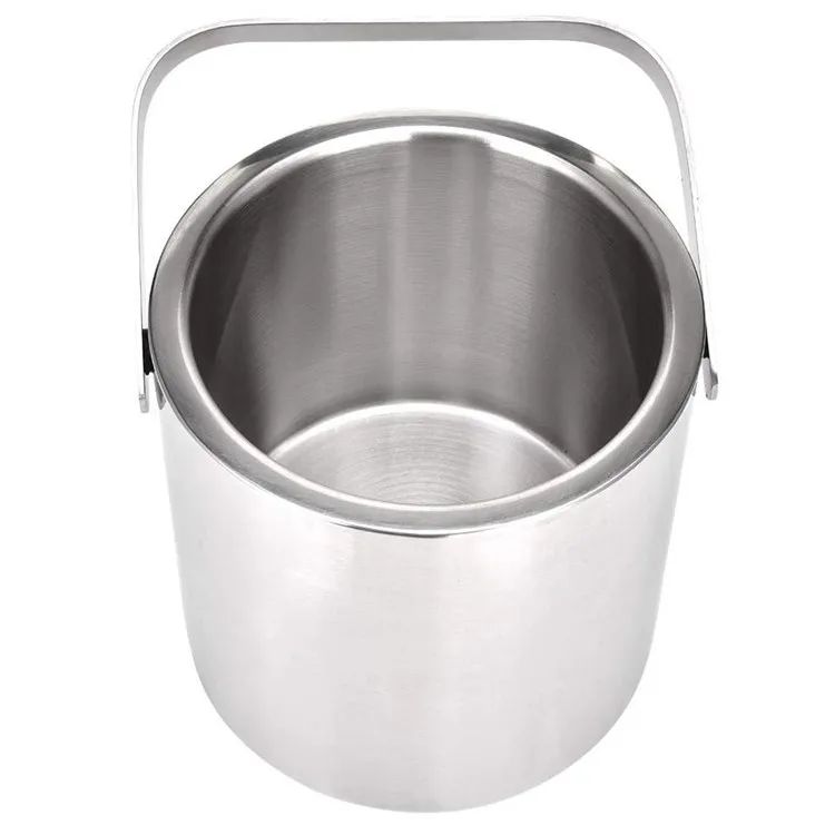 
Double Wall Insulated Metal Stainless Steel Ice Bucket with Tongs 