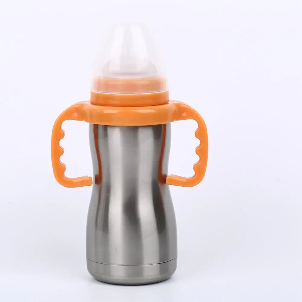 custom metal baby bottle with handle 304 stainless steel baby feeding bottles