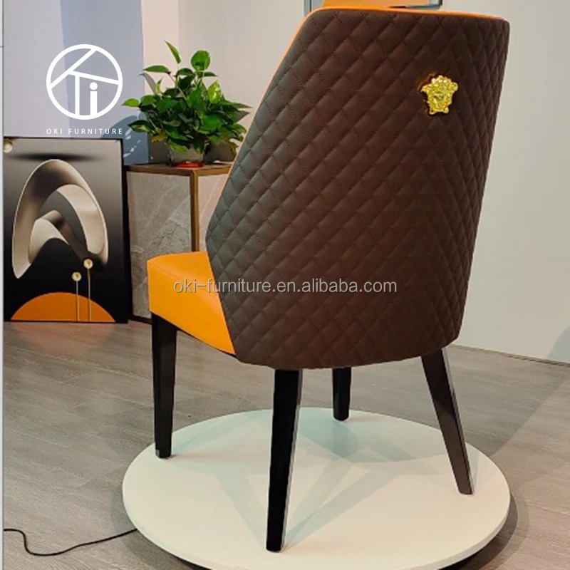light luxury home use Nordic modern simple European minimalist Italian restaurant hotel wood leg leather dining chairs