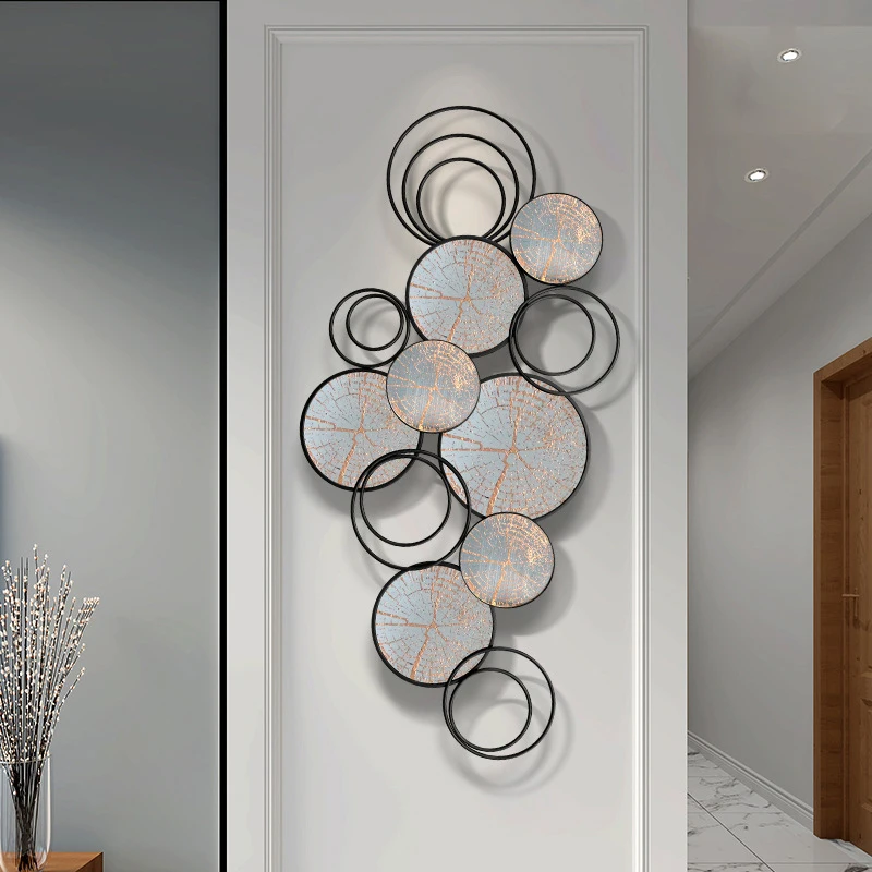 Home hotel nordic style decorative wrought iron multi circles metal wall decor arts