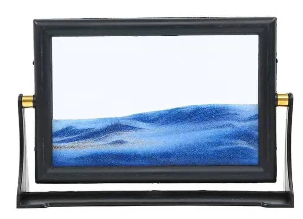 Creative Home Decoration Glass Craft  3D Dynamic Fluid Moving Sand Scenes Landscape Art in Motion Picture
