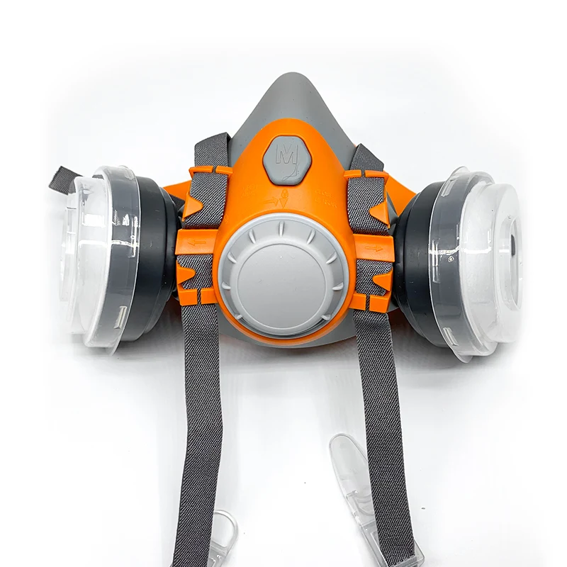 Chemical Protective Double Respirator Silicon Dust Gas Mask With Double Filters