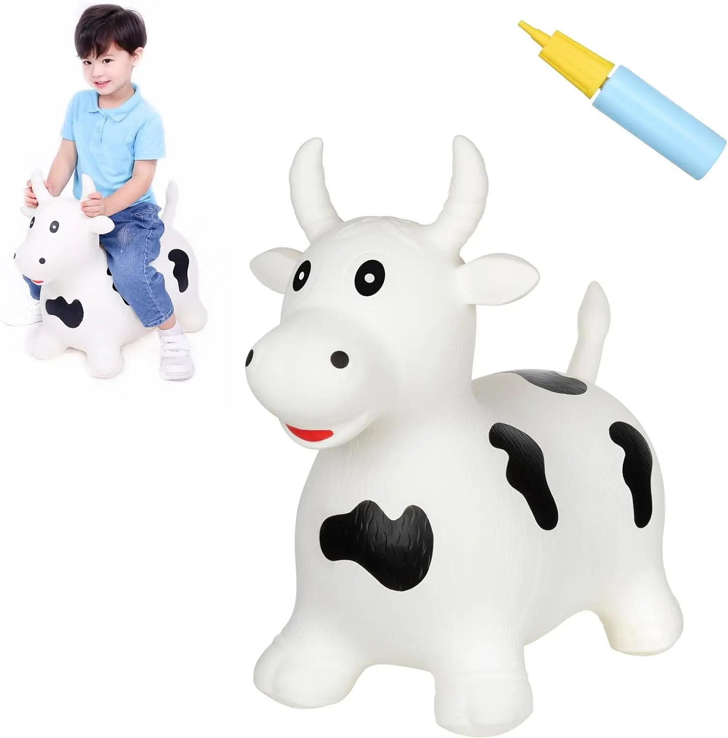 Inflatable Cow Farm Animal Hopper Toys , Ride on Toddler Hopping Bull Toys