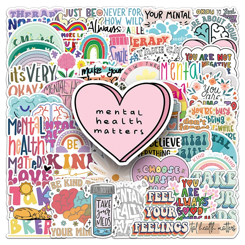 100Pcs High Quality Words Encouragement Mental Health Stickers For Girl Laptop Waterproof Custom Label