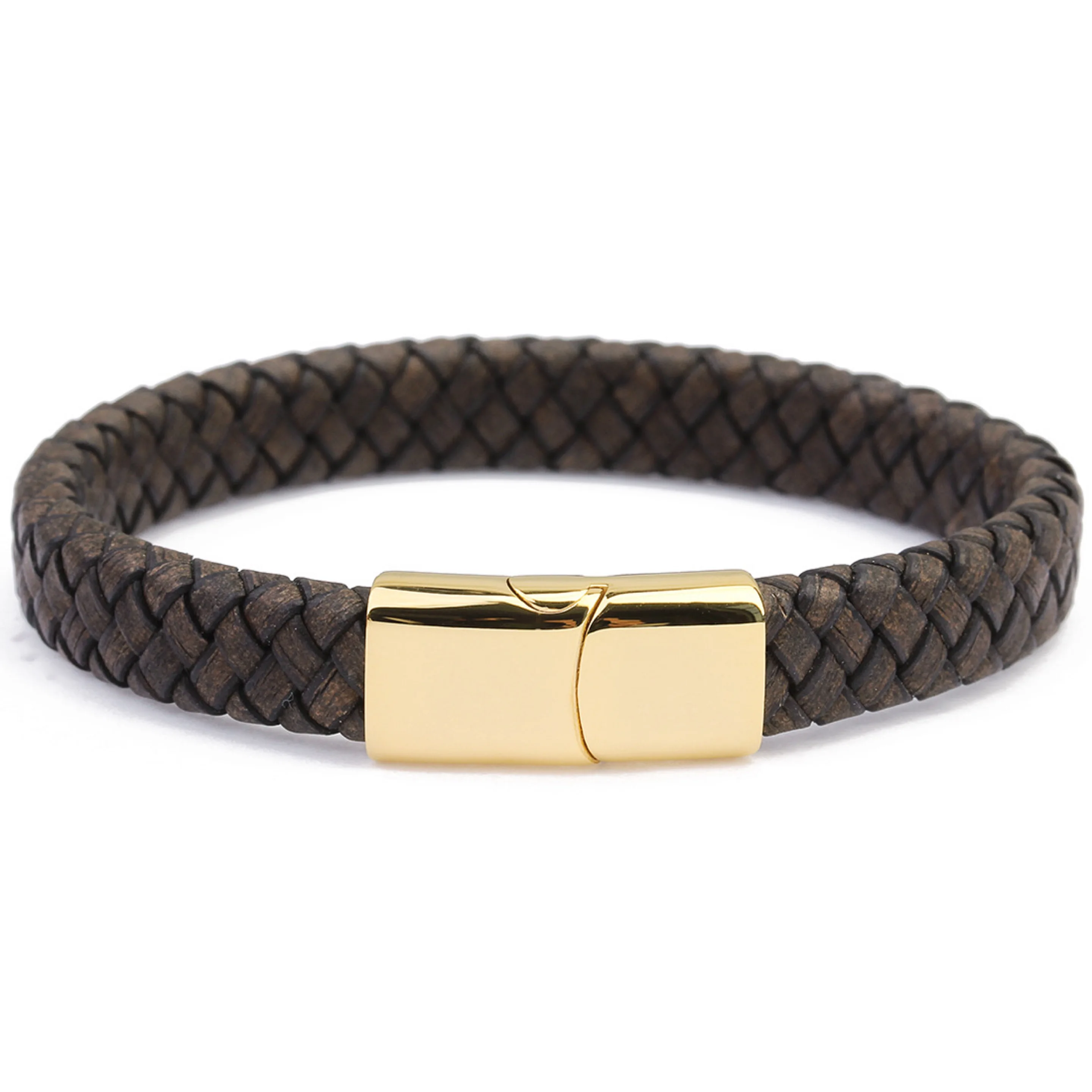 Wholesale Logo Engraving Genuine Leather Micro Fibre Bracelet Stainless Steel Custom Men Jewelry Magnetic clasp Leather Bracelet
