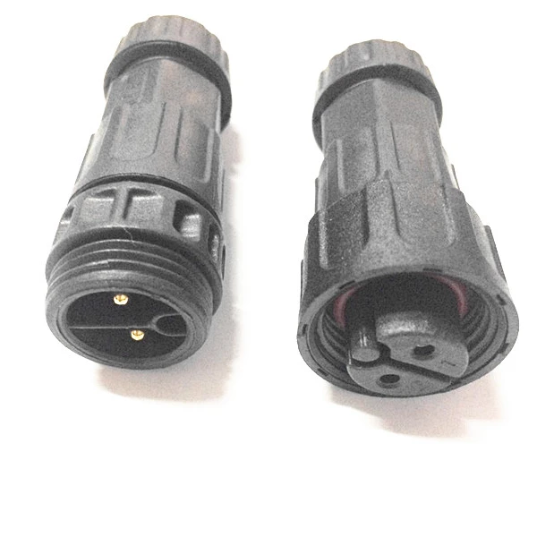 Outdoor 2 3 4 pins waterproof welding cable connector,M19 male and female threaded electrical connectors