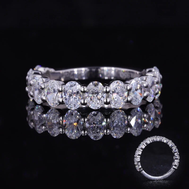 Starsgem 14k half eternity moissanite synthetic diamond eternity ring for women man white gold