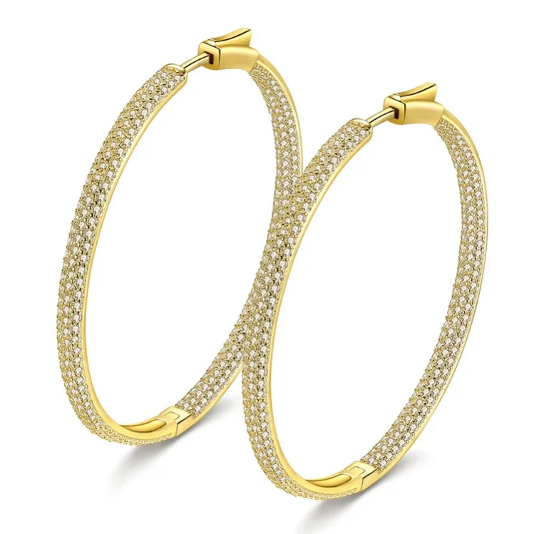 Baroli Jewelry  wholesale Trendy Rihanna Style Gold Plated 925 Silver Big size  Fashion Huggie Hoop Earrings for Women