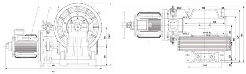 Worm Geared VVVF Controlled Asynchronous Electric Elevator Traction Machine For Cargo Lifts