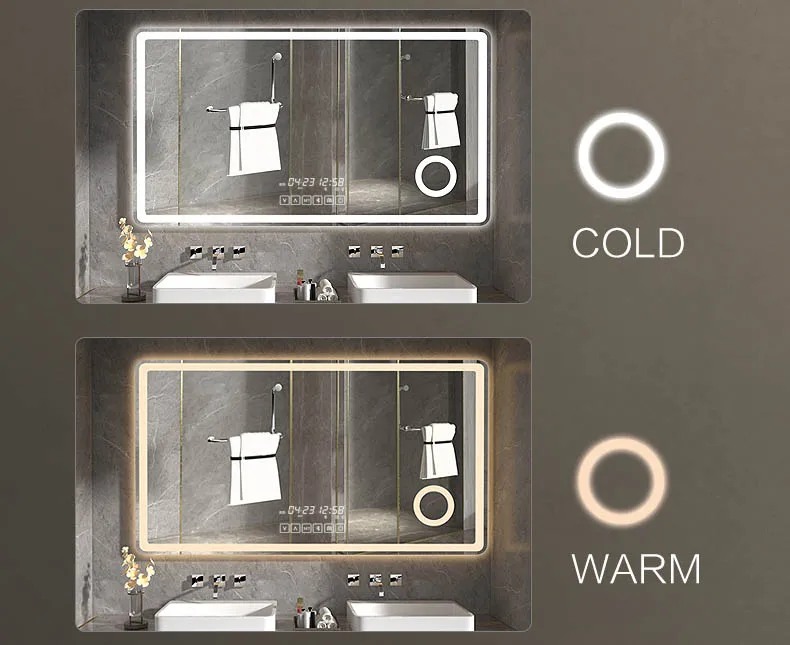 Design Hotel LED Backlit light mirror / Wall Mounted Smart Led glass Mirror custom made size