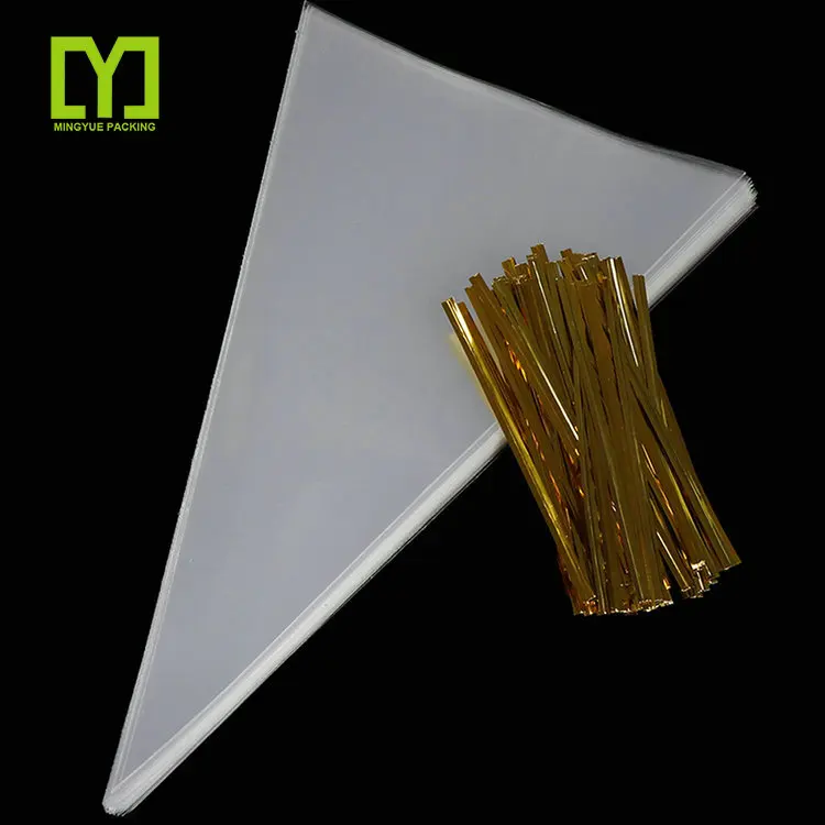 Clear Cone Sweet Chocolate Candy Cupcake Wrapper Custom BOPP OPP Birthday Party Favors Jewelry Display Cello Cone Bags Included