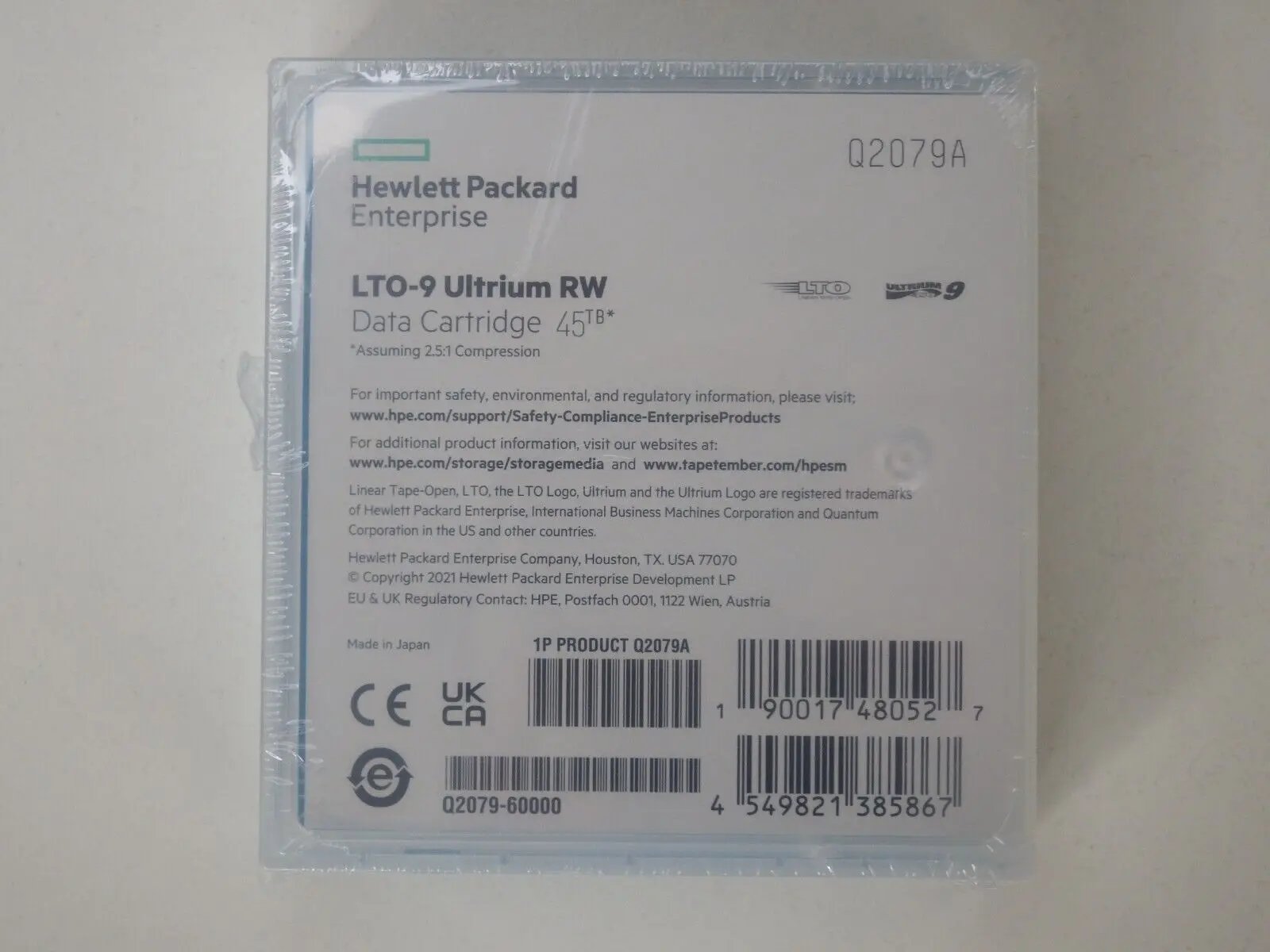 HPE Enterprise LTO-9/Ultrium-9 Data Tape/Cartridge 18/45TB Q2079A NEW