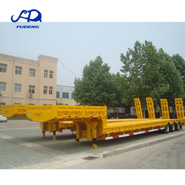 3 axle 80ton payload gooseneck low bed semi trailer carry heavy duty equipment lowboy semitrailer mechanical climbing ladder