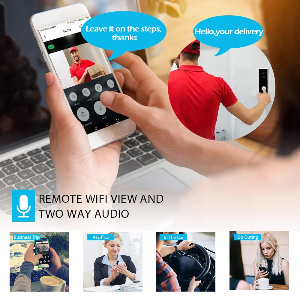 Дверной звонок Tuya smart life умный Wi-Fi 200 Вт 1920*1080