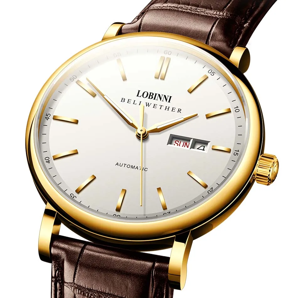 LOBINNI Wristwatches Waterproof Mechanical Watches business Style Stainless Steel Automatic Classic Luxury Men Seagull Round