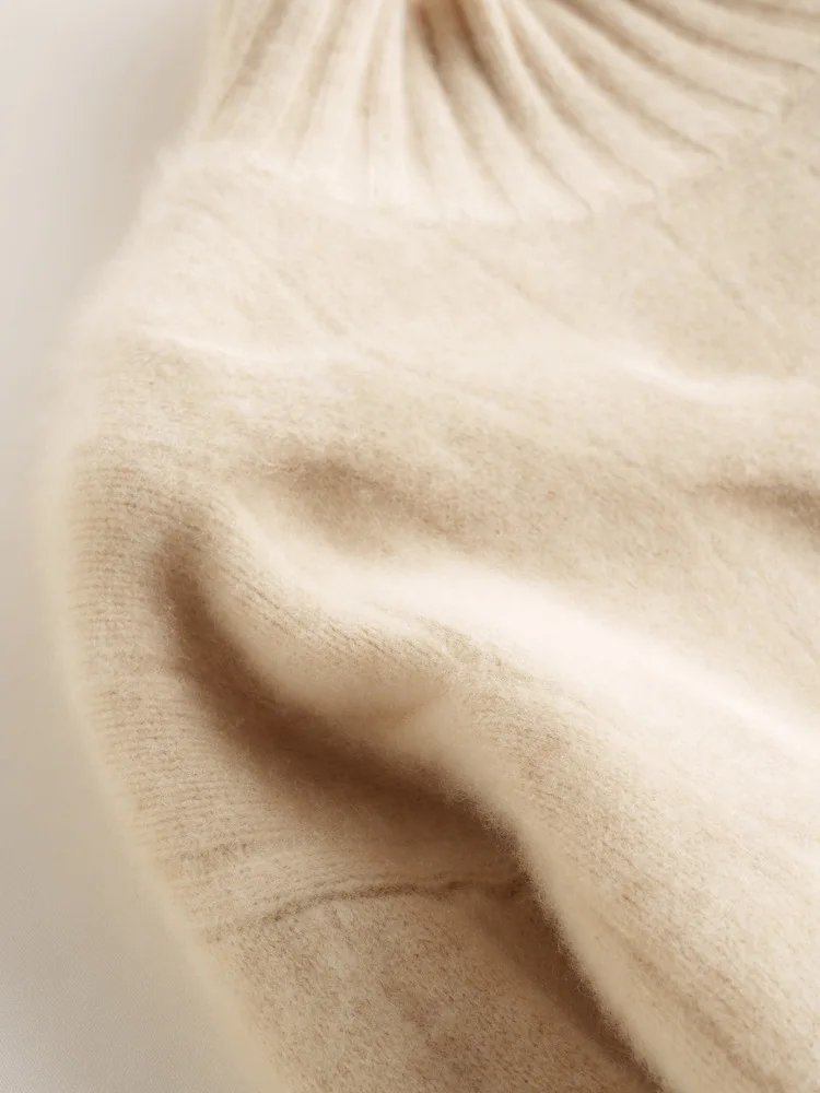 Custom New Cashmere Sweater Women half turtleneck Thickened Loose Knit Jumper Plus Size Pullover Jacquard Autumn Winter