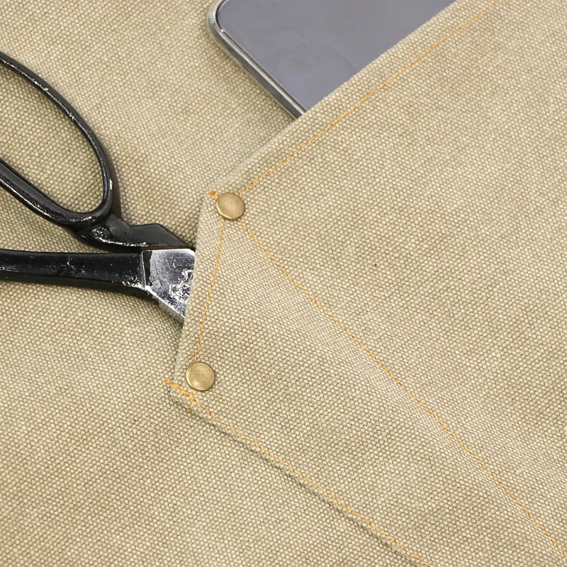 Grey Tailor Work Apron 16oz Washed Canvas Barber Work Barista Apron Sewing Tool Apron