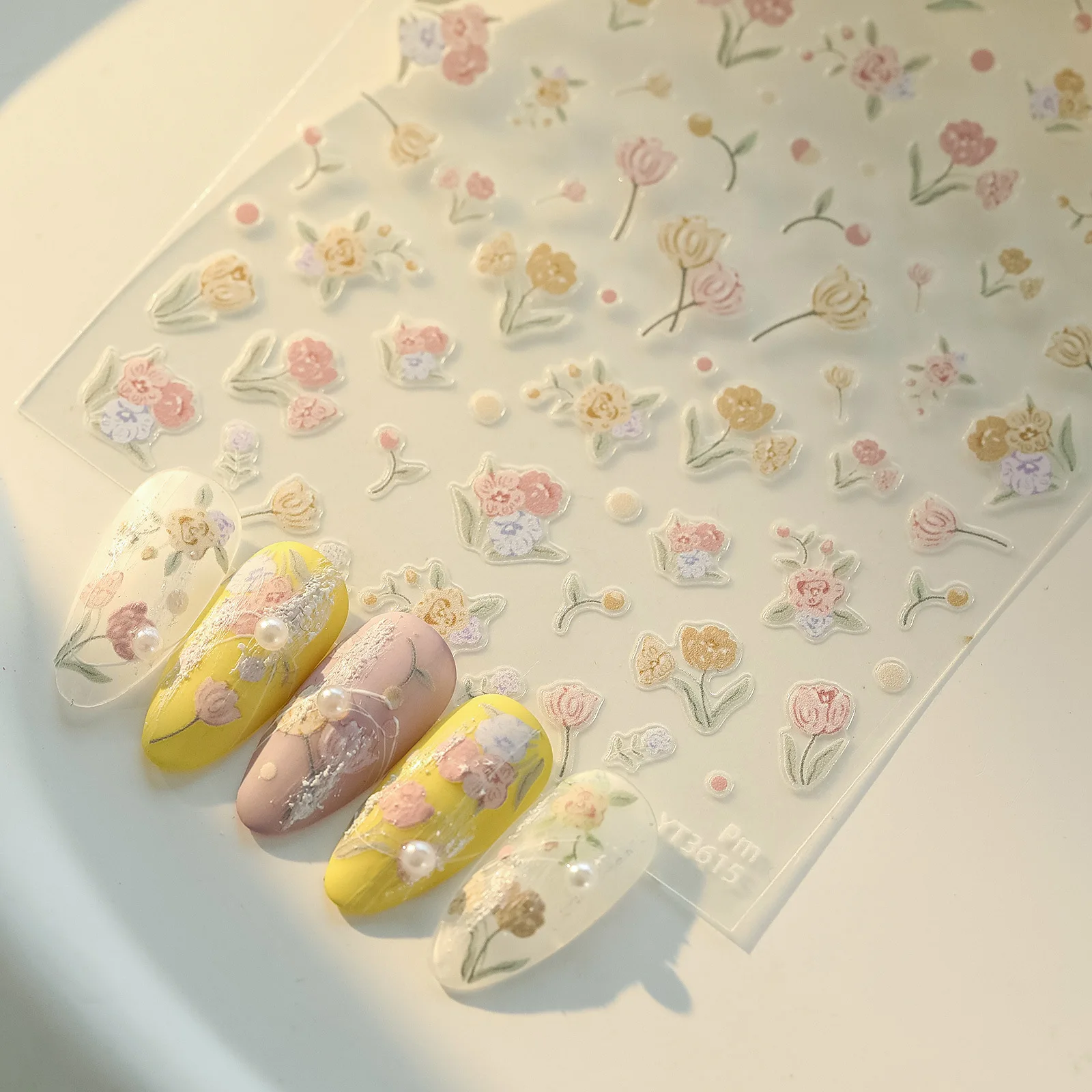 5D Semi-Transparent White Lace Flowers Nail Art Decals 3D Summer Manicure Sticker Paper Supplies for Nails Art Slider
