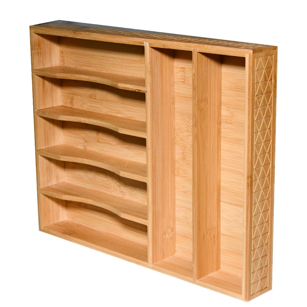 Premium Eco Friendly Large Capacity Bamboo Kitchen Drawer Silverware Organizer Utensil Holder Cutlery Tray for Kitchen Flatware