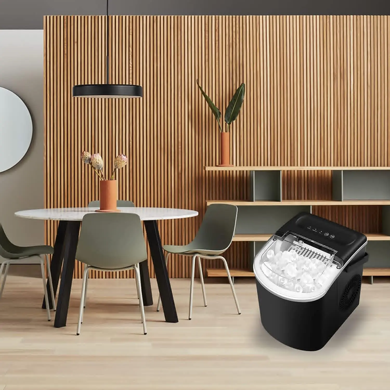 Portable Ice Maker Machine for Countertop, 2 Sizes Bullet Shaped Ice, 9 Ice Cubes Ready in 7 Minutes