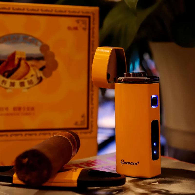 New Cigar 2 pcs Sets Adjustable Usb Gas Jet Flame Torch Utility Lighter and Double Blade Cigar Cutter