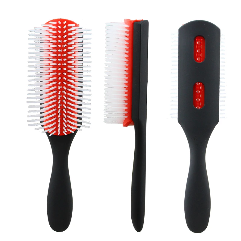 Съемная матовая Мужская щетка для укладки волос с напечатанным логотипом девятью рядами, массажная Расческа с воздушной подушкой, щетка для распутывания волос в рубчик