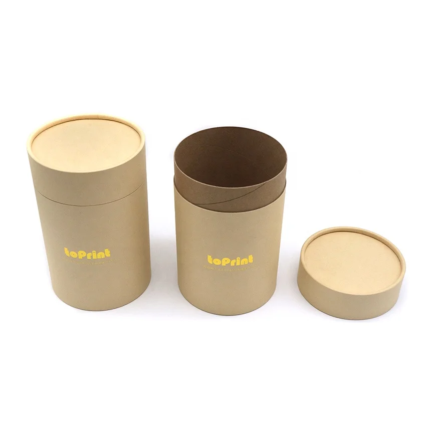 Custom Printed Biodegradable Cardboard Cylinders T Shirt Packaging Kraft Paper Tube With Lids